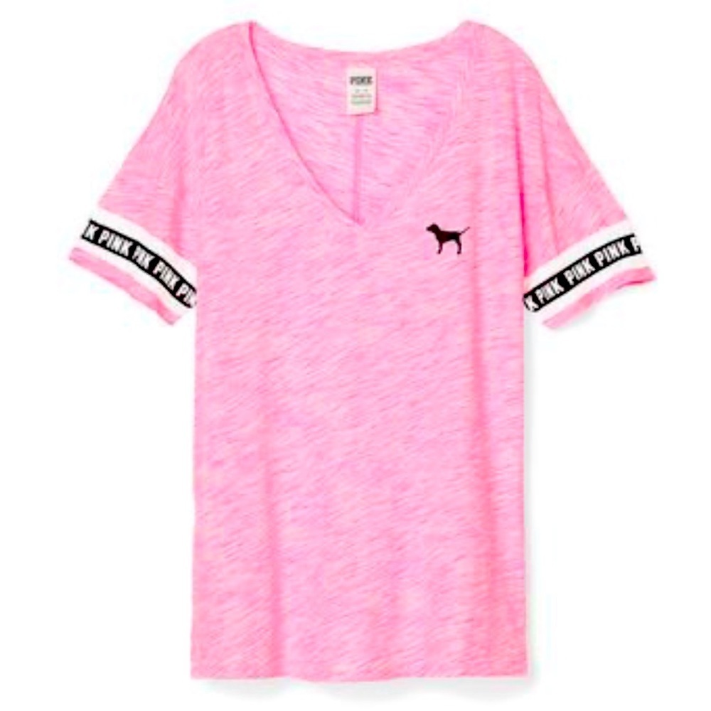 Victoria secrets pink boyfriend v neck tee pink